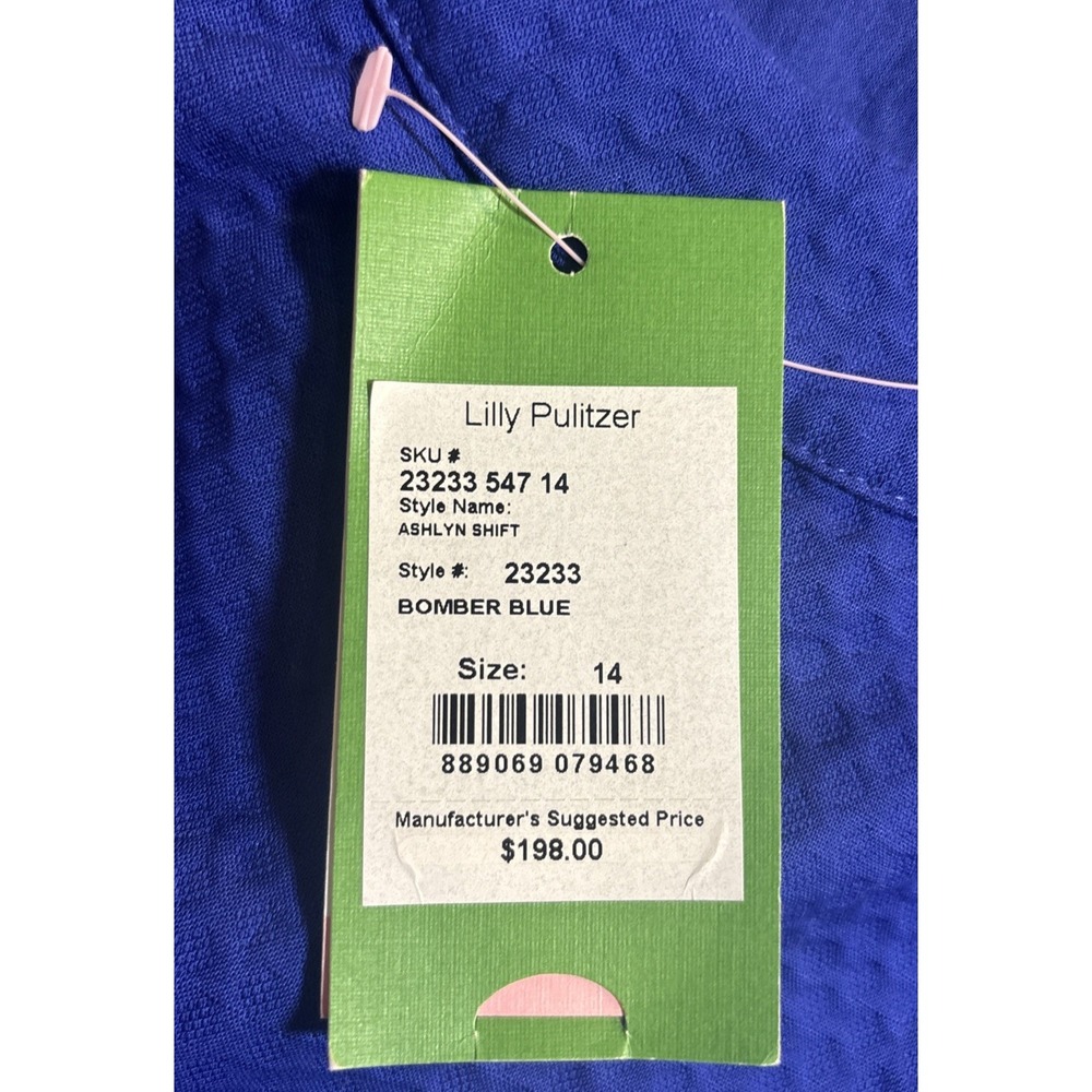 Lilly Pulitzer Ashlyn Shift Bomber Blue Halter Dress Gold Detail NWT Size 14 - Picture 6 of 6